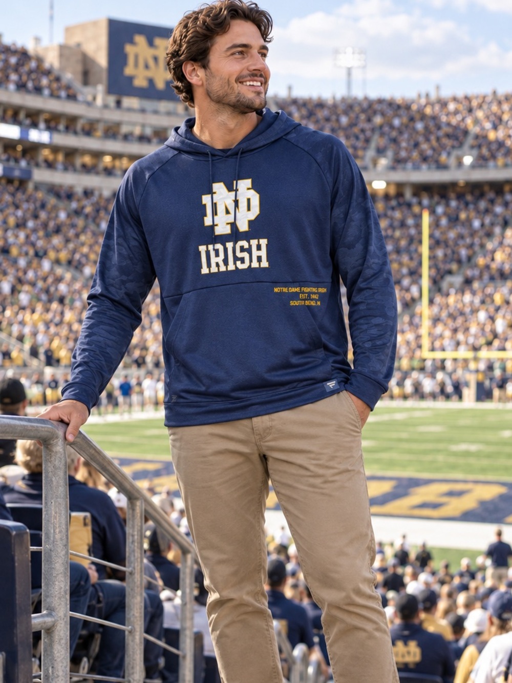 Fanatics Notre Dame Fighting Irish Hoodie Men’s XL Navy Camo NCAA Pullover EUC